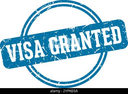 visa granted round stamp isolated on transparent background. visa granted stamp Stock Vector