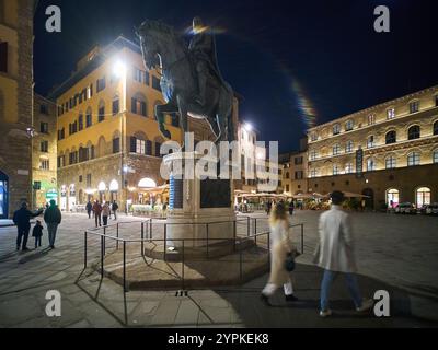 Equestrian statue of Cosimo I at Piazza della Signoria in Florence, Italy Stock Photo