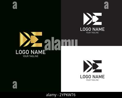 Initial Logo Design for the DE or ED Letter, Vector Graphic Template Stock Vector