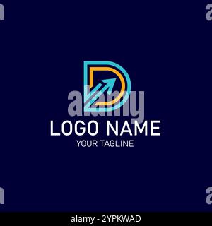 Modern initial lettermark graphic design with an abstract D letter backdrop Stock Vector