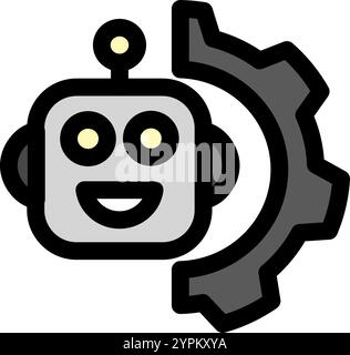 Robot settings symbol - artificial intelligence icon. Stock Vector