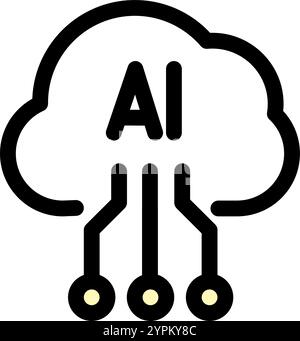 Artificial intelligence cloud symbol - artificial intelligence icon. Stock Vector
