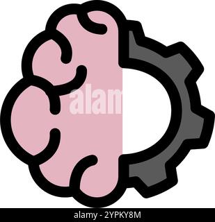 Brain settings symbol - artificial intelligence icon. Stock Vector