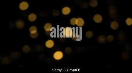 Red and fire orange bokeh on a black background, bokeh abstract background, modern abstract backdrop. Orange background, Xmas backdrop. Stock Photo