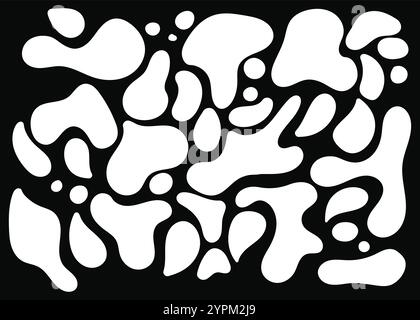 Liquid organic shapes, black white shapes. Vector drawing by hand. Stock Vector