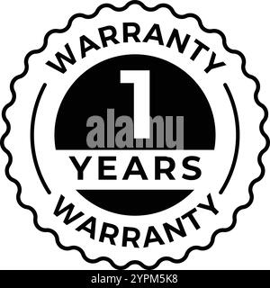 one year warranty stamp on white background. Sign, label, sticker. Stock Vector