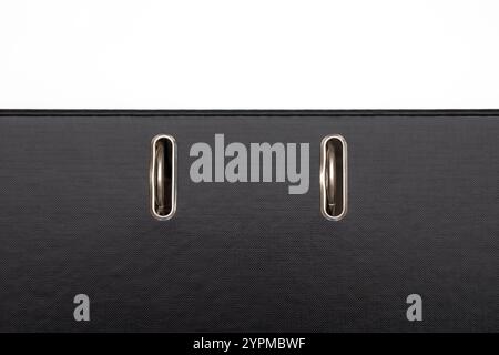 Black and Dark Grey File Folder on White Background – Isolated Abstract Office Supply Photo. Stock Photo