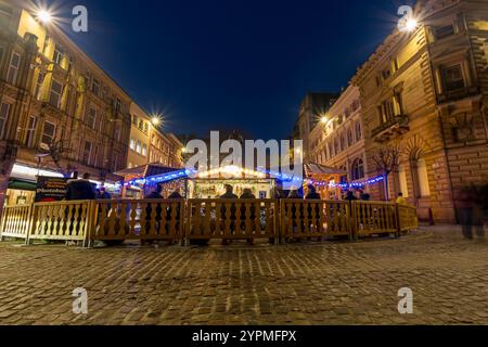 Image of Christmas Market on a December day in Manchester UK Stock Photo