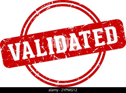 validated round stamp isolated on transparent background. validated stamp Stock Vector