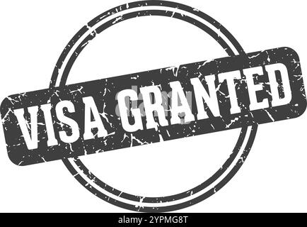 visa granted round stamp isolated on transparent background. visa granted stamp Stock Vector