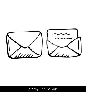 vector doodle Mail icons open and closed envelopes, e-mail symbol. Stock Vector