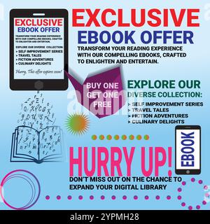 Exclusive Ebook Offer Buy One Get One Free with blue theme - Banner for advertisement Stock Vector