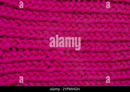 Girly, Pink Wool Handmade Knitting Texture Background. Stock Photo
