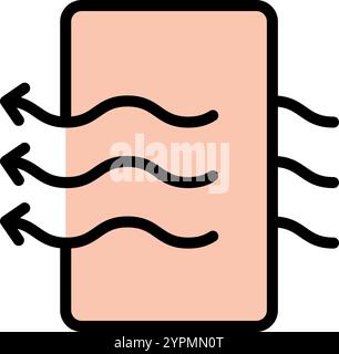 Air filter with waves effect. Antibacterial, dust, solid particle filtration and ventilation. HVAC system color icon. Simple concept for your logo web Stock Vector