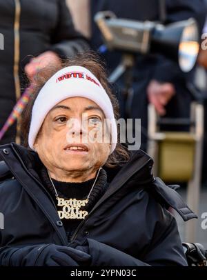 Liz Carr - actress and disability rights campaigner - at a protest in Westminster against Kim Leadbeater MP's Assisted Dying private members bill, 29t Stock Photo