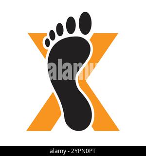 Initial Letter X Foot Logo Design Concept For Step Symbol Vector Sign Stock Vector