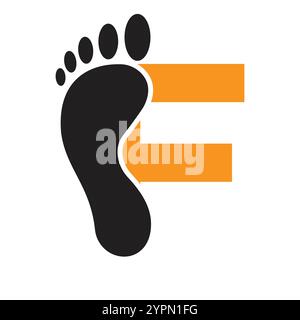 Initial Letter F Foot Logo Design Concept For Step Symbol Vector Sign Stock Vector