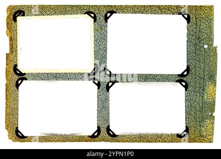 photo frames on old aged album isolated Stock Photo