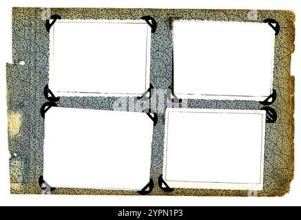photo frames on old aged album isolated Stock Photo
