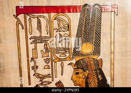reproduction of ancient egyptian art on real papyrus Stock Photo