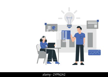 Modern Business Art Illustration Design With White Background Stock Vector