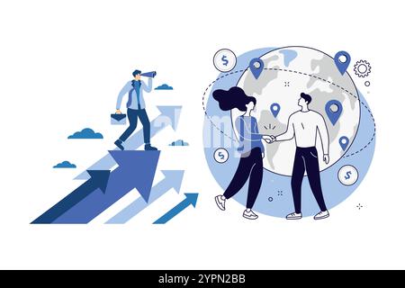 Modern Business Art Illustration Design With White Background Stock Vector