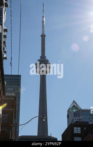 CN Tower on Bremner Boulevard in downtown Toronto, Ontario, Canada Stock Photo