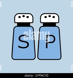 Salt and pepper condiment shakers vector icon. Graph symbol for cooking web site design, logo, app, UI Stock Vector
