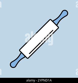 Wooden rolling pin plunger vector icon. Kitchen appliance. Graph symbol for cooking web site design, logo, app, UI Stock Vector
