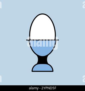 Soft boiled egg in an egg cup vector icon. Kitchen appliance. Graph symbol for cooking web site design, logo, app, UI Stock Vector