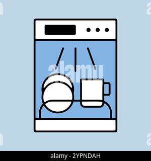 Dishwasher vector icon. Electric kitchen appliance. Graph symbol for cooking web site design, logo, app, UI Stock Vector