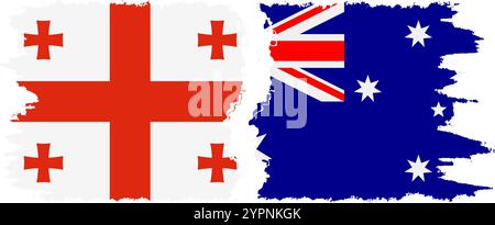Australia and Georgia grunge flags connection, vector Stock Vector