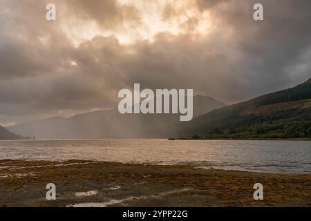 Rainclouds over the Loch Long, seen from Arrochar, Argyll and Bute, Scotland, UK Stock Photo