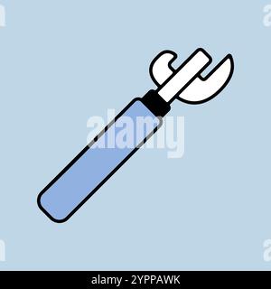 Can opener with wooden handle vector isolated icon. Kitchen appliances. Graph symbol for cooking web site design, logo, app, UI Stock Vector