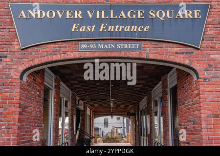 Andover, MA, US-November 27, 2024:  Andover's historic Village Square building on Main Street. Stock Photo