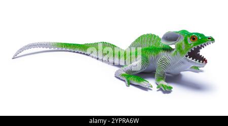 Toy Green Lizard Cut Out on White. Stock Photo