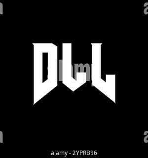 DLL letter logo design for technology company. DLL logo design black and white color combination. DLL logo, DLL vector, DLL design, DLL icon, DLL alph Stock Vector