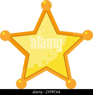Gold sheriff star badge vector illustration isolated on white ...