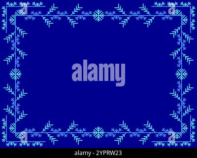 Snowflakes frame for Christmas and New Year greetings. Winter frame with snowflakes in geometric line art style. Design for greeting card, flyers and Stock Vector