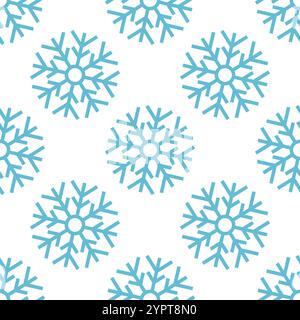 Seamless Pattern with Blue Christmas Snowflake. Vector illustration Stock Vector