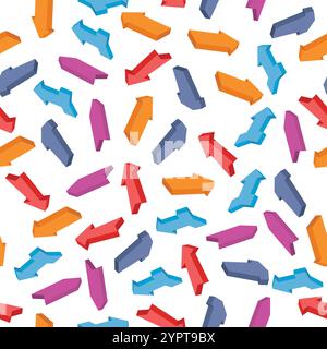 Seamless pattern with colorful isometric arrows. Vector illustration Stock Vector