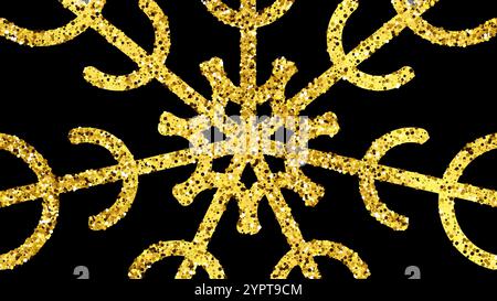 Christmas dark background with gold glitter snowflakes. New year snowflake holiday decoration. Vector illustration Stock Vector