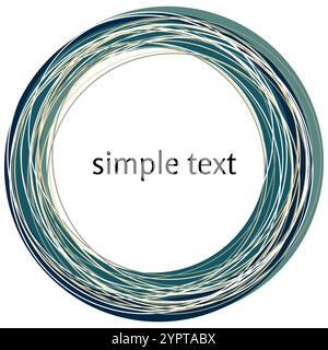 Vector abstract dark blue swirl shape isolated on white background. Rainbow abstract circle frame Stock Vector