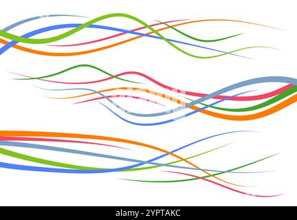 Set of abstract color  curved lines. Wave design element. Vector illustration. Stock Vector