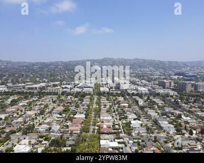 Aerial view of Beverly Hills, city in California's Los Angeles County. Home to many Hollywood stars Stock Photo