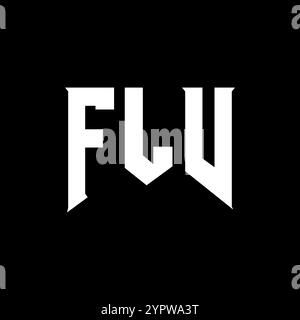 FLV letter logo design for technology company. FLV logo design black and white color combination. FLV logo, FLV vector, FLV design, FLV icon, FLV alph Stock Vector