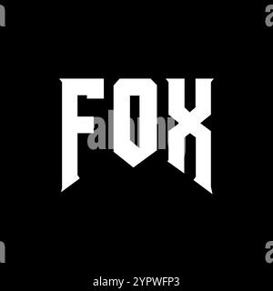 FOX letter logo design for technology company. FOX logo design black and white color combination. FOX logo, FOX vector, FOX design, FOX icon, FOX alph Stock Vector