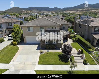 Aerial view of big villa in a suburban neighborhood in San Diego, California, USA. Aerial view of residential modern subdivision luxury house. July 07 Stock Photo