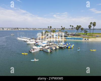 Aerial view of recreational Mission Bay Park in San Diego during summer, California. USA. October 12th, 2021 Stock Photo