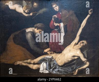 Saint Sebastian tended by the Holy women, oil on canvas, Jose De Ribera, 1620-1623, Museo de Bellas Artes, Bilbao, Spain, Europe Stock Photo